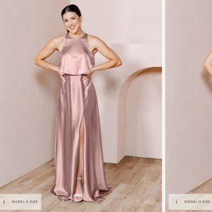 Revelry Wren Satin Bridesmaid Dress Rose Quartz